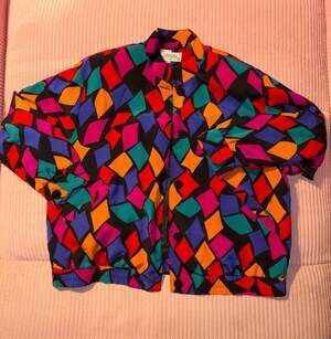 🌈 Vintage 80s Lilli Ann Collections Geometric Bomber Jacket – Made in USA